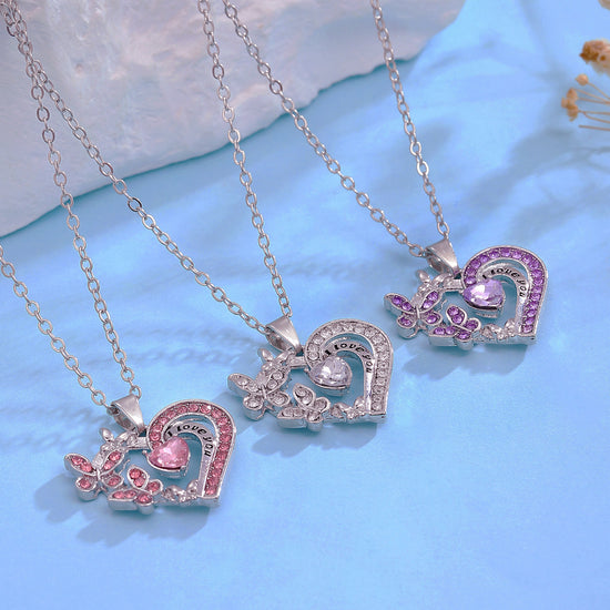 Ins Butterfly Love Necklace With Rhinestones Fashion Personality