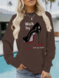 Long sleeved hoodie Walk by high-heeled shoe pattern hoodie