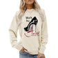 Long sleeved hoodie Walk by high-heeled shoe pattern hoodie
