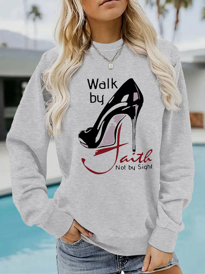 Long sleeved hoodie Walk by high-heeled shoe pattern hoodie