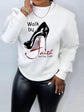 Long sleeved hoodie Walk by high-heeled shoe pattern hoodie