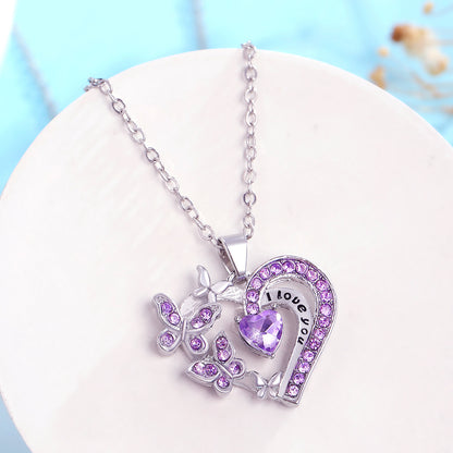 Ins Butterfly Love Necklace With Rhinestones Fashion Personality