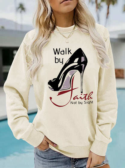 Long sleeved hoodie Walk by high-heeled shoe pattern hoodie