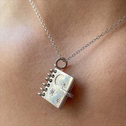Openable Love Book-shaped Necklace With Stars Moon And Letters Engraved Fashion Personality Pendant Necklace For Valentine&