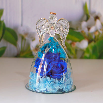 Eternal Flower Gift Box Angel Glass Cover Dried Rose Gift Box Home Decor