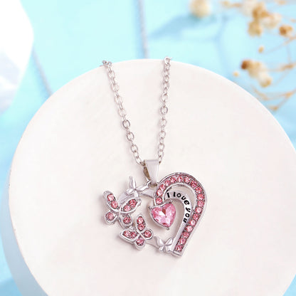Ins Butterfly Love Necklace With Rhinestones Fashion Personality